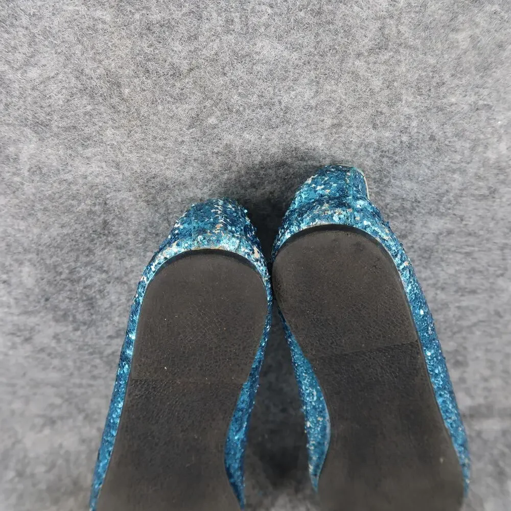 Chasing Fireflies Shoes Kids 2 Ballet Flats Elastic Strap Slip On Blue Glitter